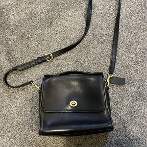 COPY - Coach Vintage Court Bag Black Leather Satchel Crossbody Handbag